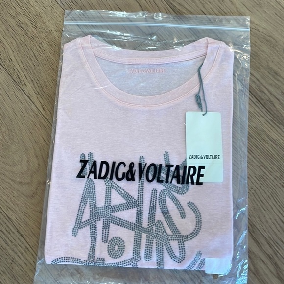 ZADIG & Voltaire Art is Truth Pink Rhinestone graffiti T-shirt - Picture 1 of 1